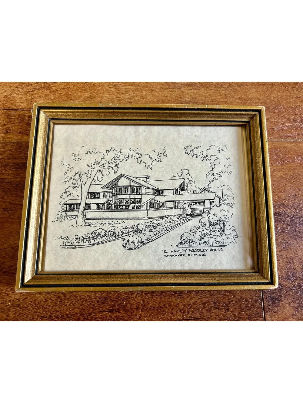Framed Sketch of B. Harley Bradley House, Kankakee Illinois